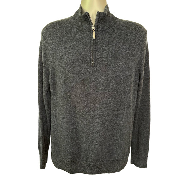 Fairlane Dark gray Marino Wool Quarter Zip Sweater Size XL - Picture 1 of 6